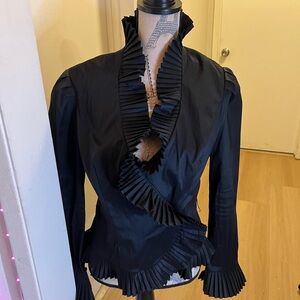 JS Boutique Black Ruffled Blazer